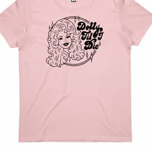 Vintage Dolly Til I Die Graphic Tee Light Pink Country Western Unisex 2XL